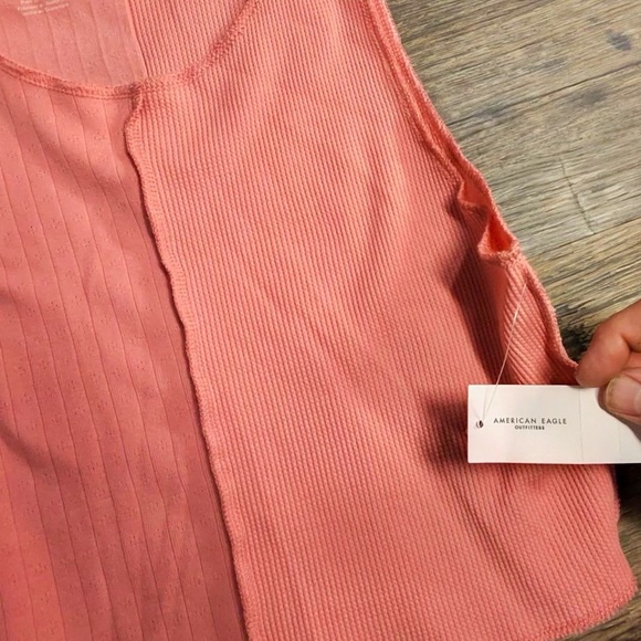 American Eagle Outfitters Pink Coral Ribbed Cropped Tank Top - Picture 5 of 7
